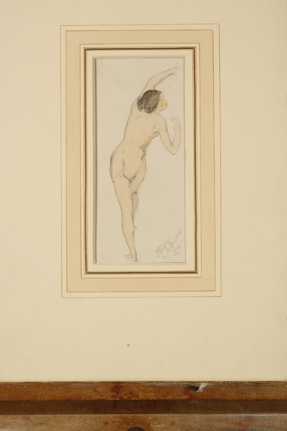 ALFRED ELMORE RA (1815-1881) "Study" - full length study of a nude from behind, signed and titled in