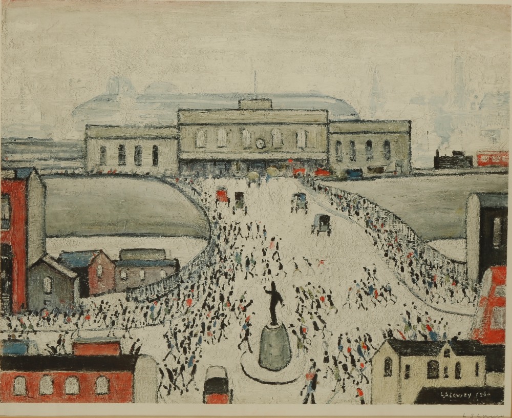 LAURENCE STEPHEN LOWRY (1887-1976) "Station Approach", signed in pencil to the margin with printed