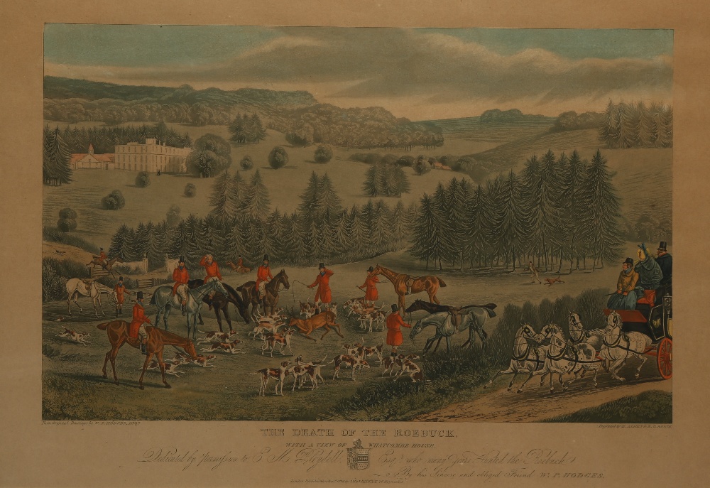 AFTER WP HODGES, 18th/19th century "The Death of the Roebuck with a view of Whatcombe House",