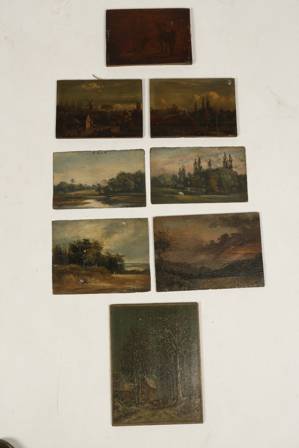 ENGLISH SCHOOL, 19th century Eight miniature landscape and other studies, oils, various sizes, the