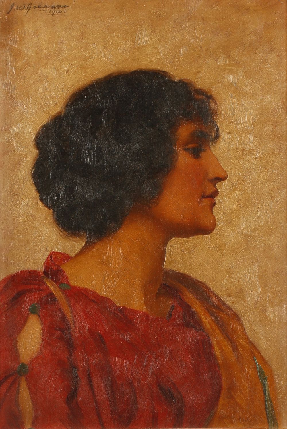 JOHN WILLIAM GODWARD (1861-1922) A classical beauty in profile, signed upper left and dated 1914,