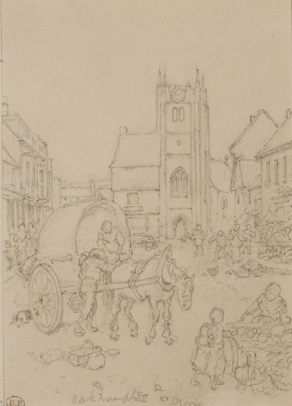 MYLES BIRKET-FOSTER (1825-1899) "Okehampton, Devon", titled in pencil with printed stamp "B.F.",