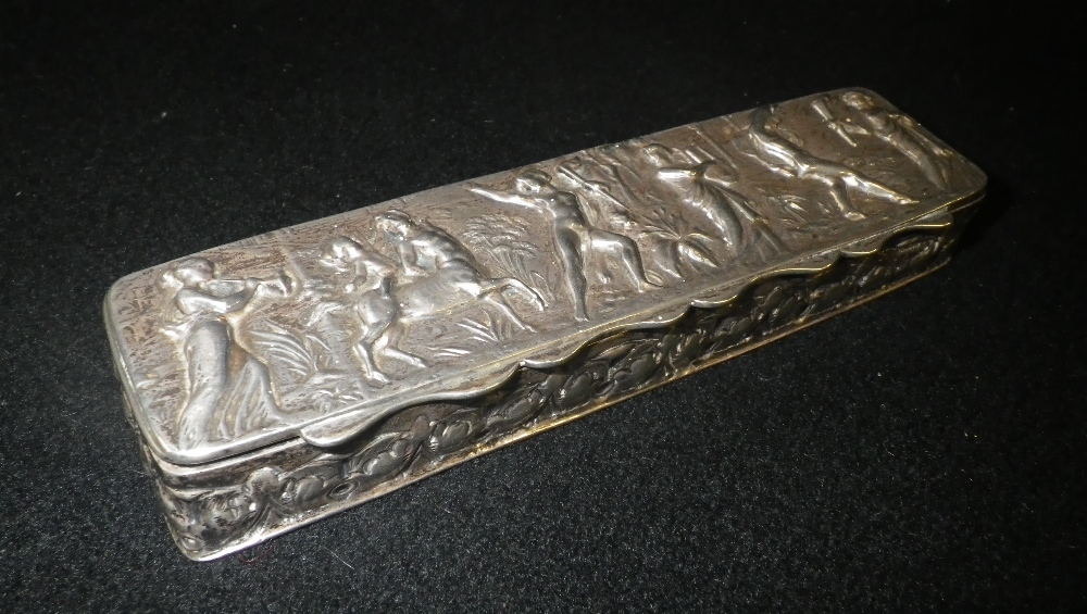 A Chester silver hat-pin box with relief mythical decoration