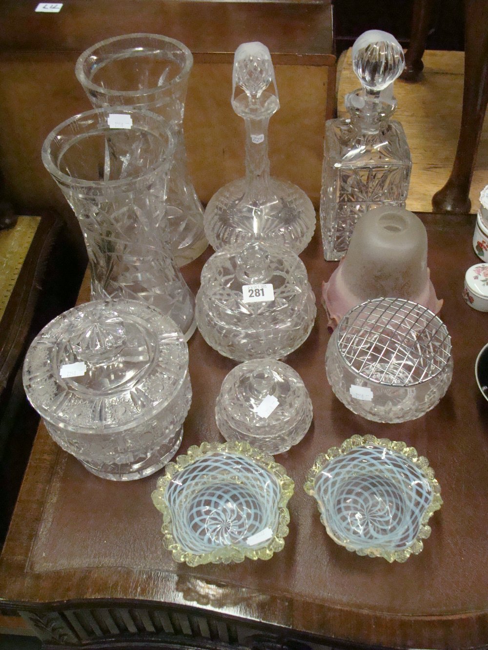 A Victorian Venetian glass bowl and a collection of decorative glassware