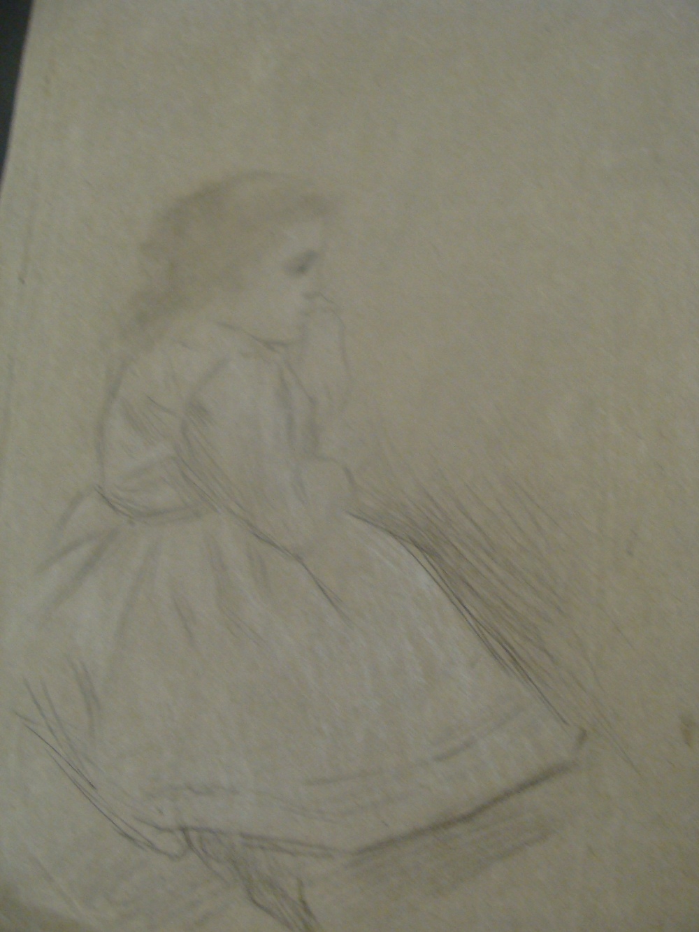 English School, late 19th/early 20th century; A girl reading, chalk