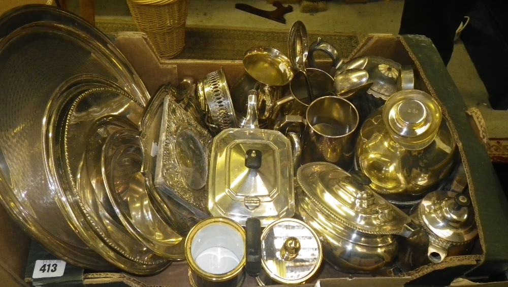 A quantity of plated wares including trays, teawares and other items