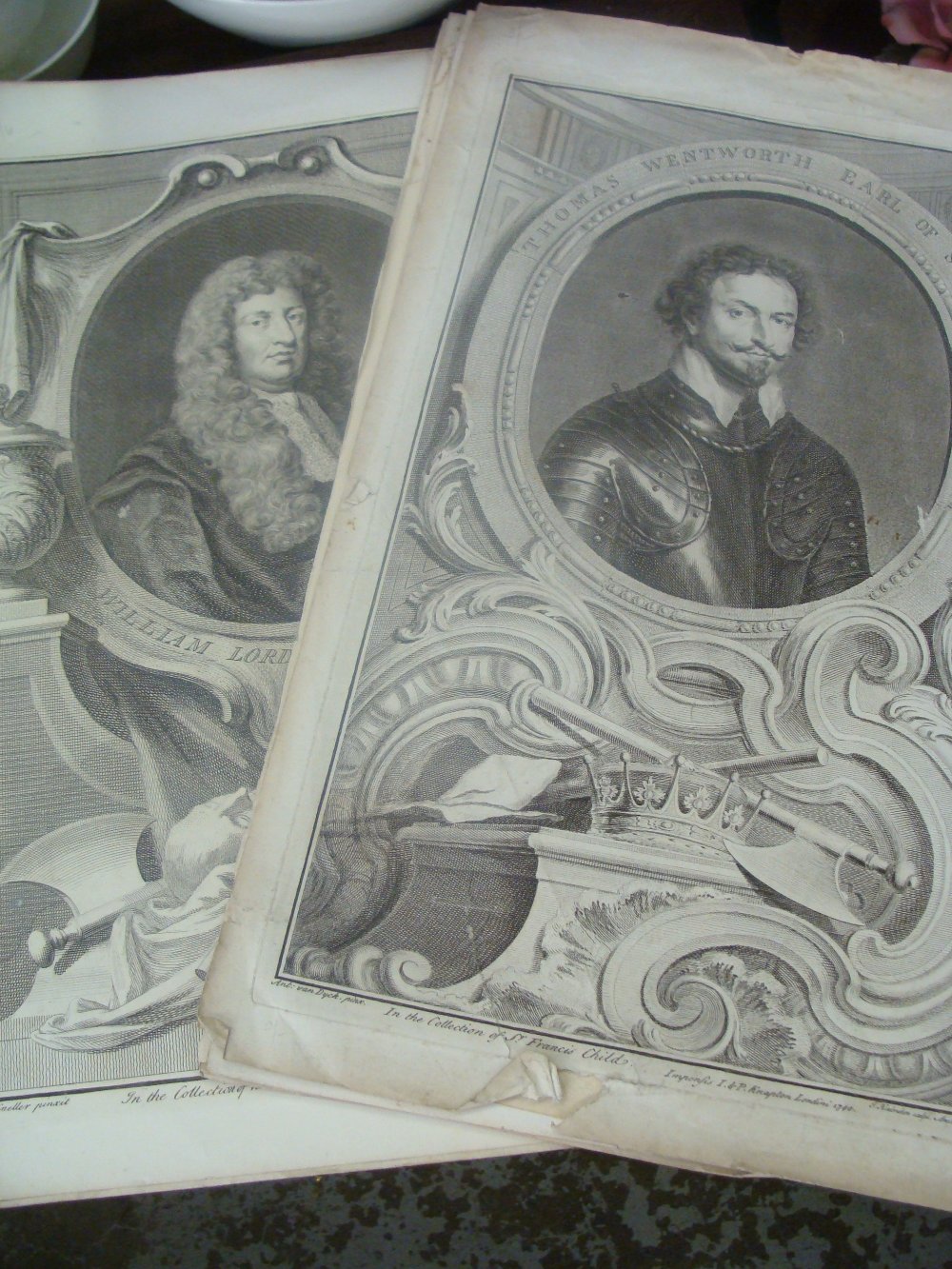 After Sir Godfrey Kneller: `Charles Mordaunt, Earl of Peterborough`, engraving together with a