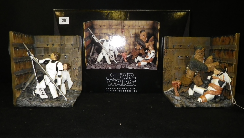 A Gentle Giant Star Wars Trash Compactor Collectible Bookends, No. 40/1100, with original packaging