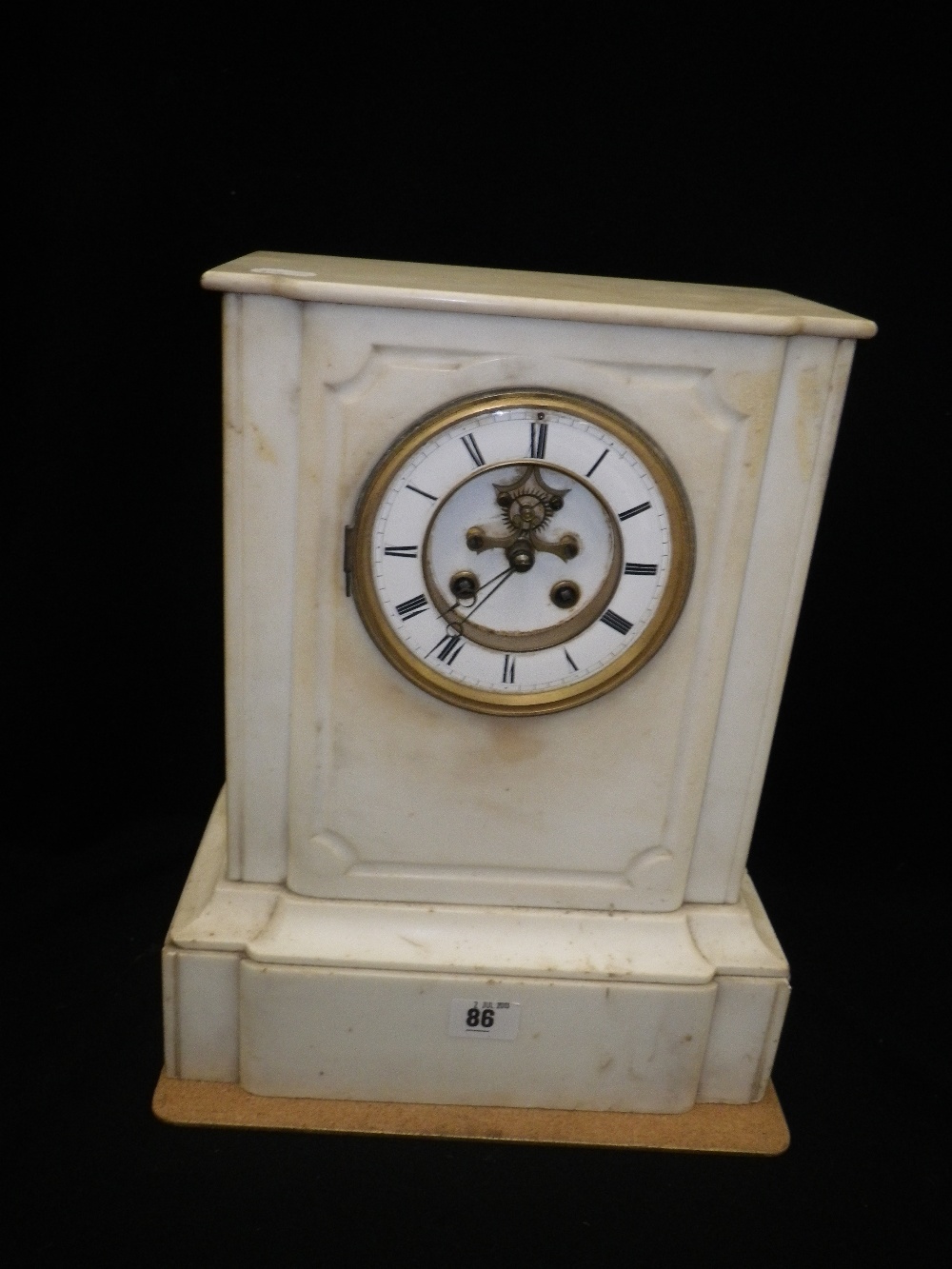 A Victorian white marble cased mantel clock