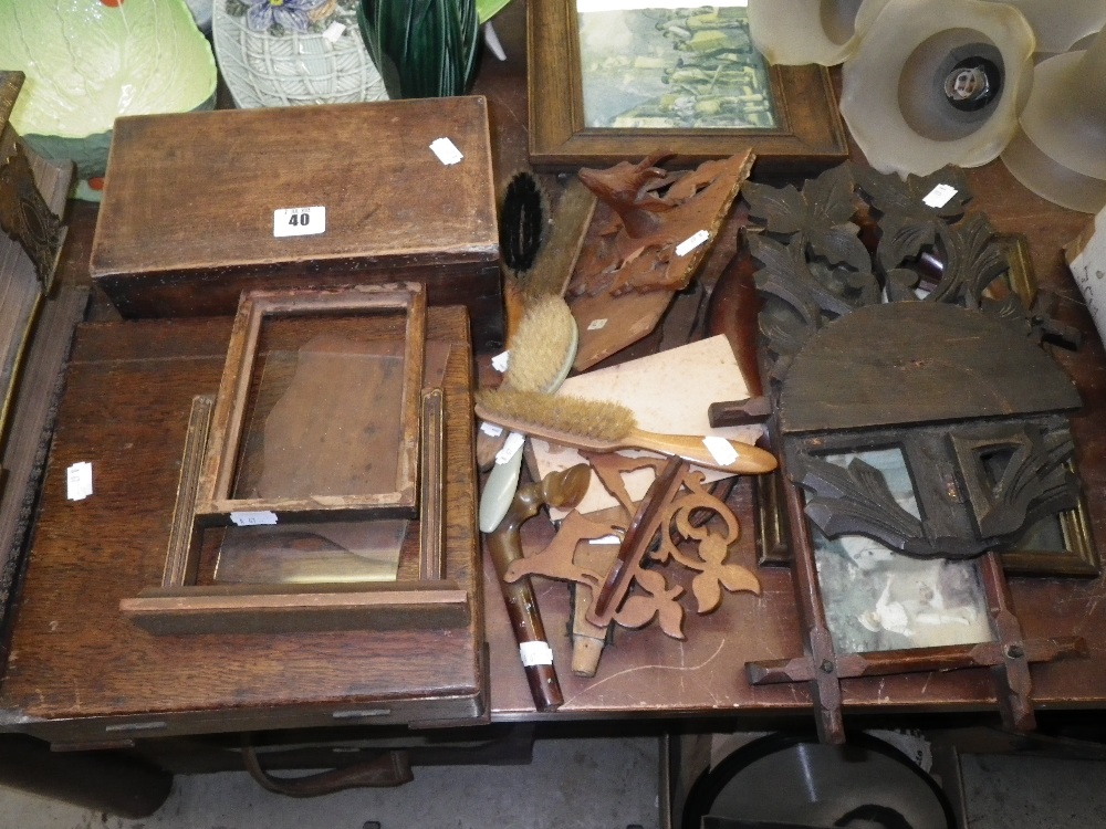 A Victorian black Forest type carved wall bracket and other similar items