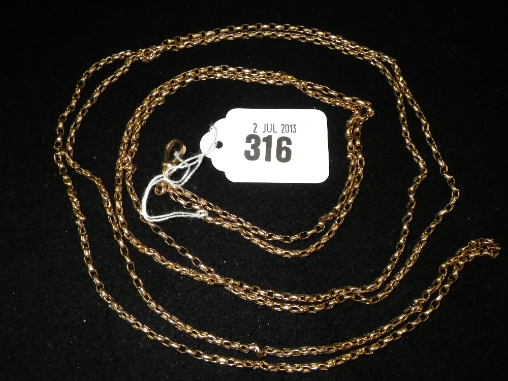 A 9ct yellow gold long guard chain