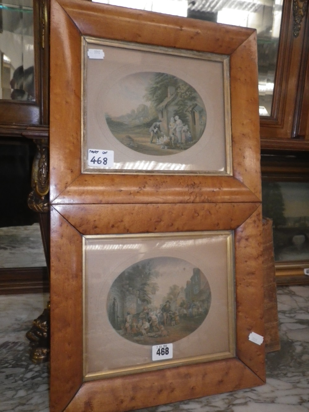 A Baxter print, `The Image Boy` and another similar, both in 19th century maple veneered frames