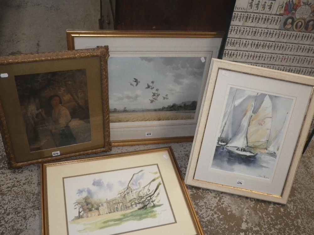 A quantity of pictures and prints including a limited edition print after J C Harris, signed by