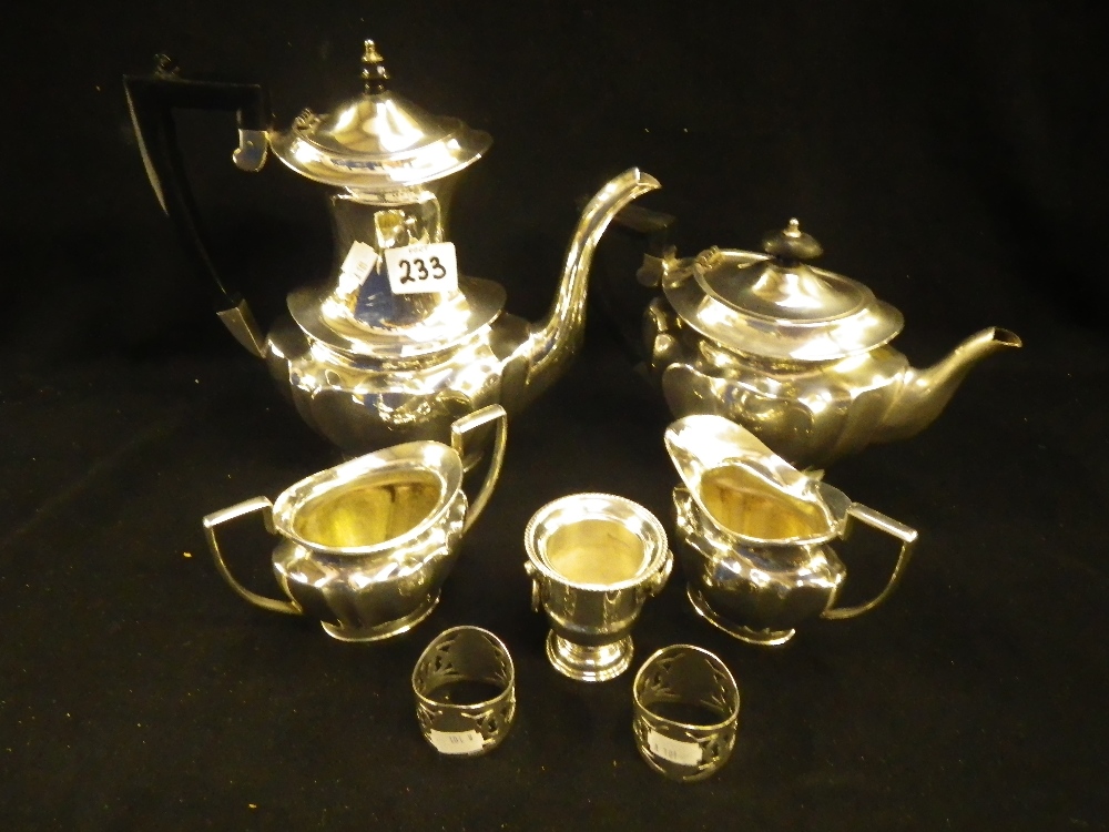 A plated four piece teaset and similar items