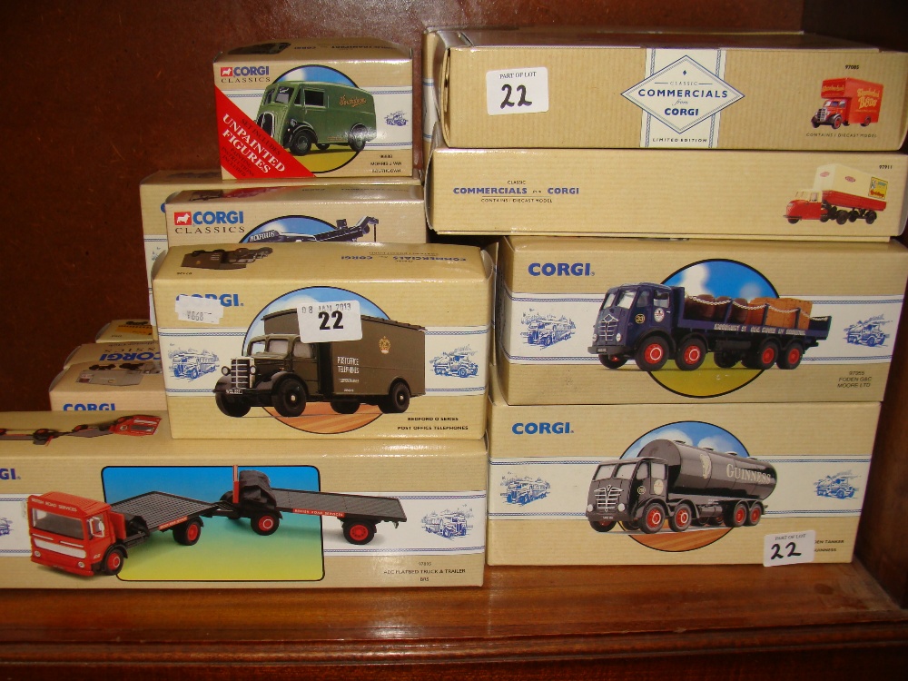 A collection of Corgi Classic Vintage commercial vehicles including a Bedford 0 Series Post Office