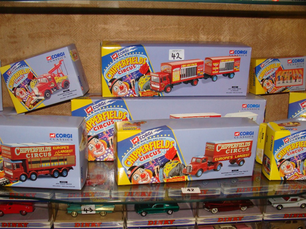 A collection of Corgi Classics Chipperfield’s Circus vehicles