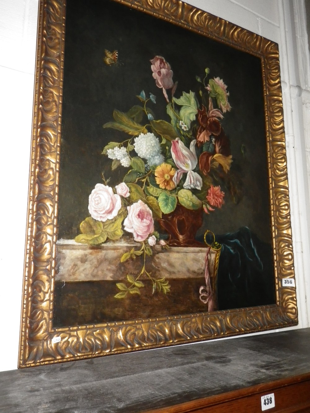 English school, 19th century: A still life of flowers in a vase, oil on canvas