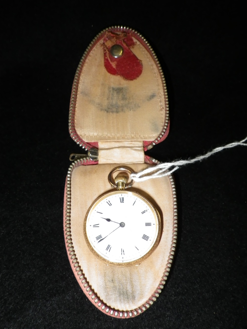 A ladies 18ct yellow gold engraved fob watch