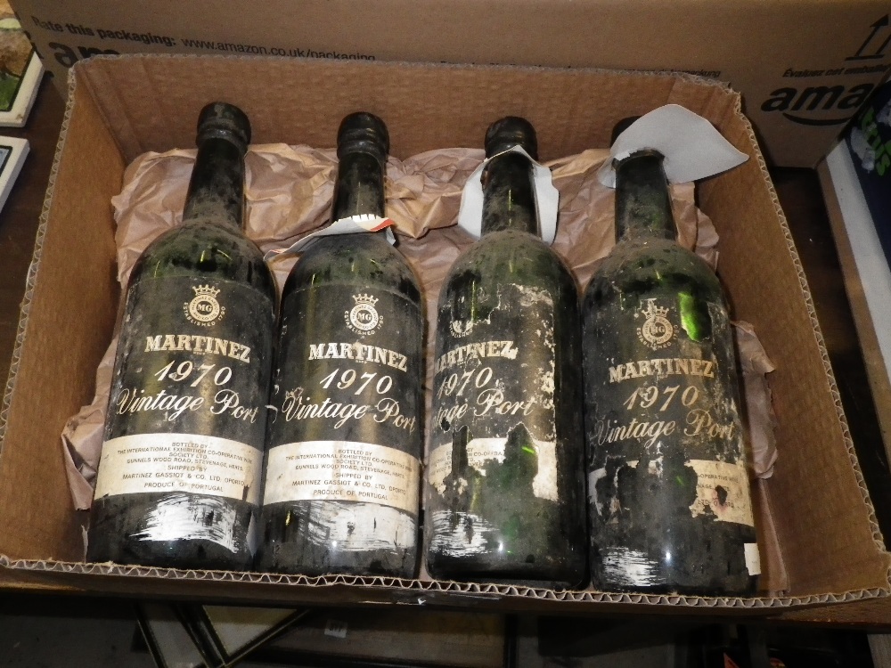 Four bottles Martinez Vintage Port 1970