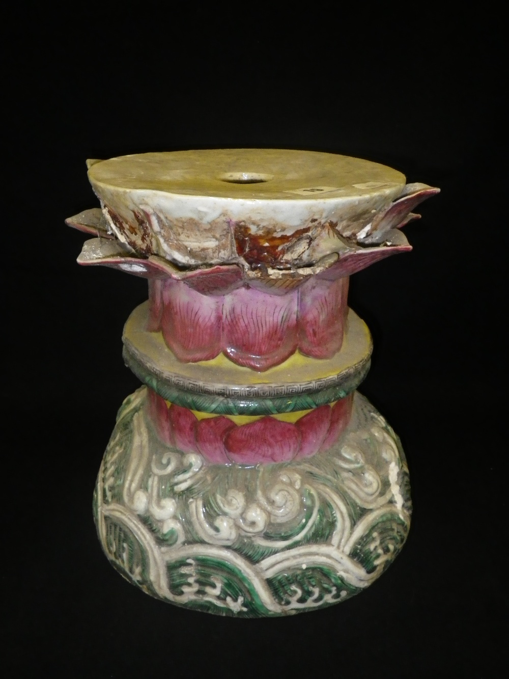 An Oriental ceramic stand of lotus flower form