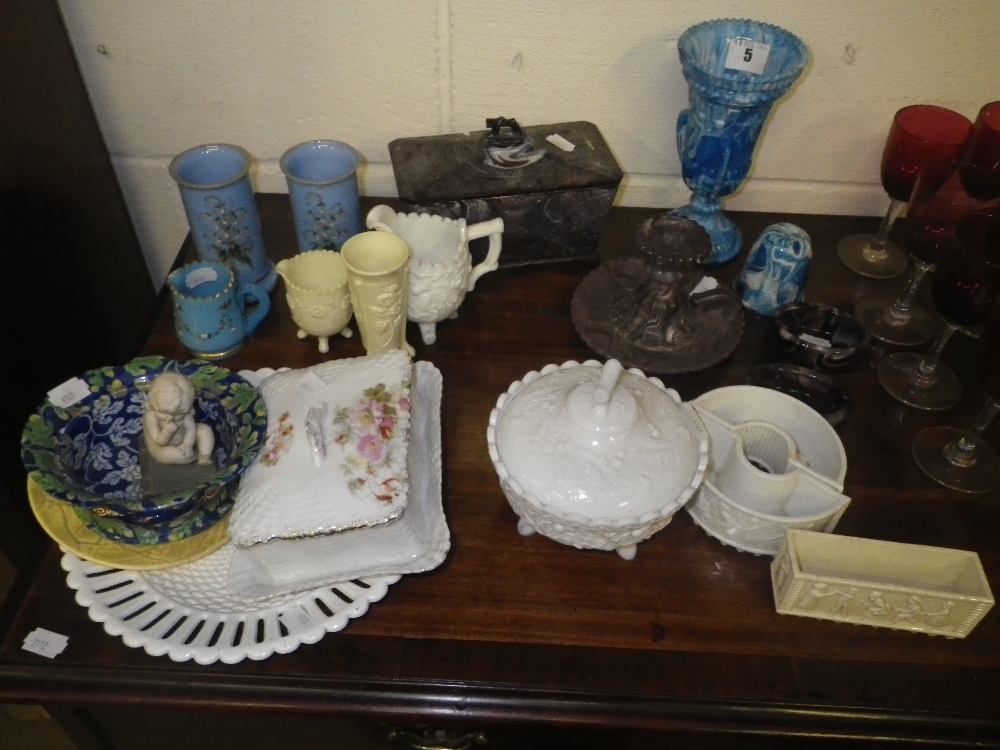 A collection of Sowerby pressed glass and similar items