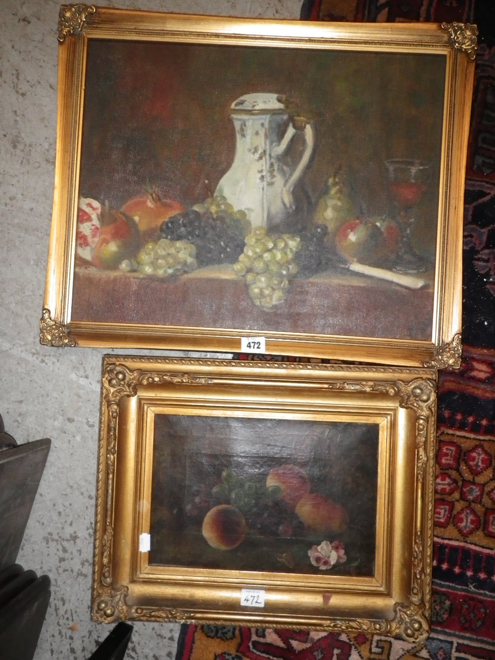 A 19th century oil on canvas still life indistinctly signed together with another similar