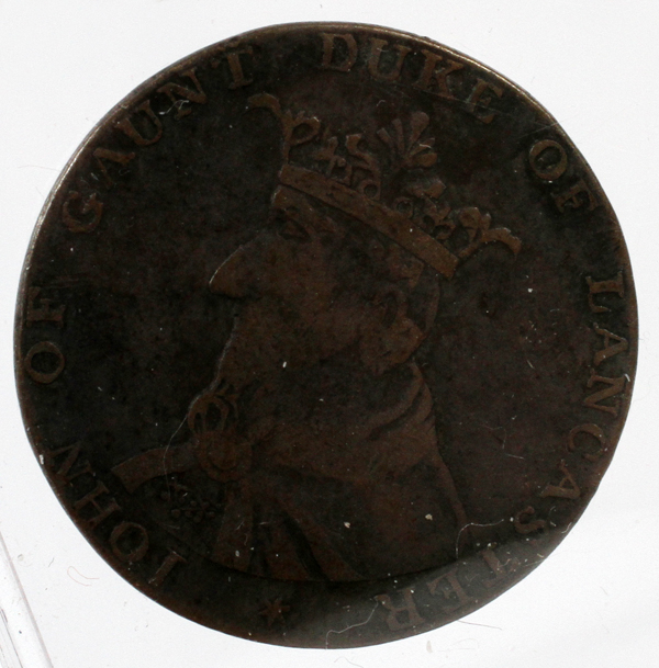 JOHN OF GAUNT, DUKE OF LANCASTER, 1792, 1/2 CENT COIN: John of Gaunt-Duke of Lancaster 1792 Half