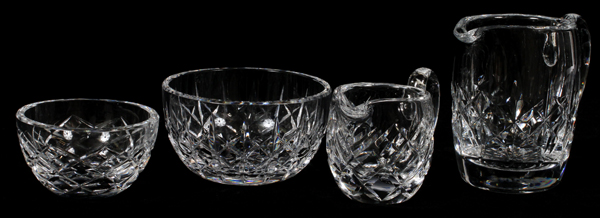 WATERFORD CRYSTAL CREAMER & SUGAR GROUPING, FOUR, H 1 3/4"-5": includes two small cream pitcher