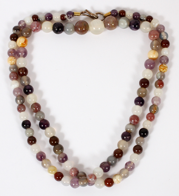 MULTI STONE BEADED NECKLACE, L 15":