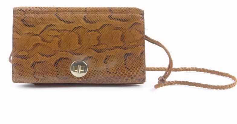 Vintage lady`s snakeskin and leather handbag : For Condition Reports Please Visit www.