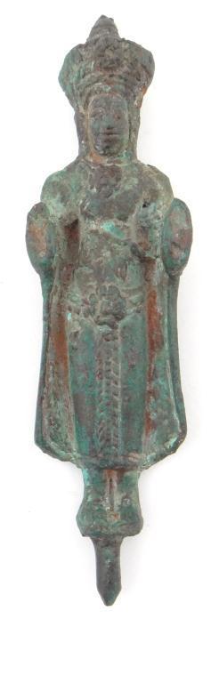 Far Eastern patinated bronze figure of a deity, 16cm high : For Condition Reports Please Visit www.