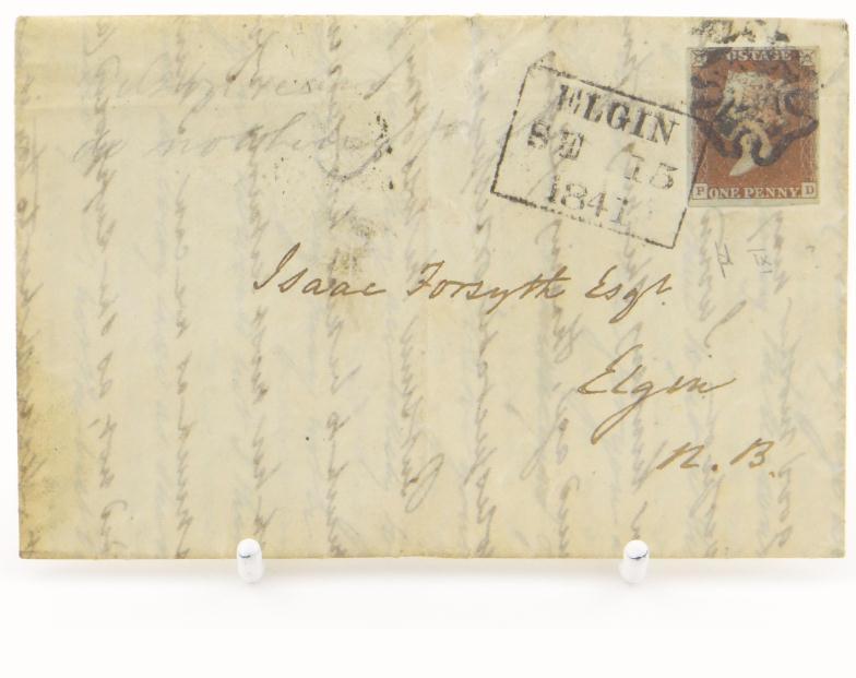 Victorian GB Postal History - Letter cover addressed to Isaac Forsyth Esq bearing one Penny Red