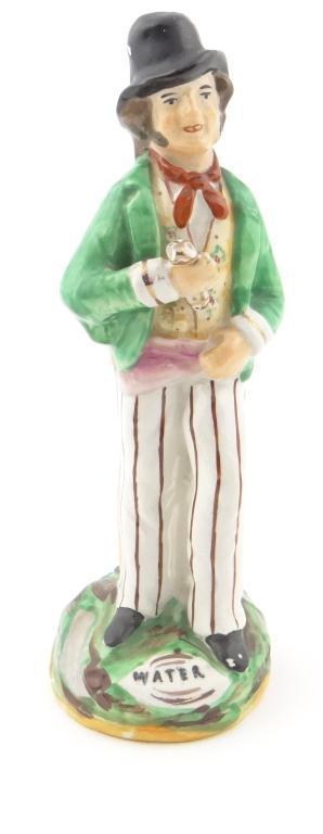 Staffordshire double sided water and gin figure with hand painted decoration, 22cm high : For