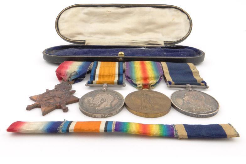 World War I British military medal group comprising 1914-18 War medal, Victory medal, 1915 Star