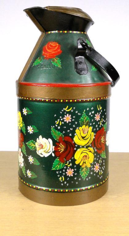 Handpainted floral five gallon barge ware milk churn : For Condition Reports Please visit www.