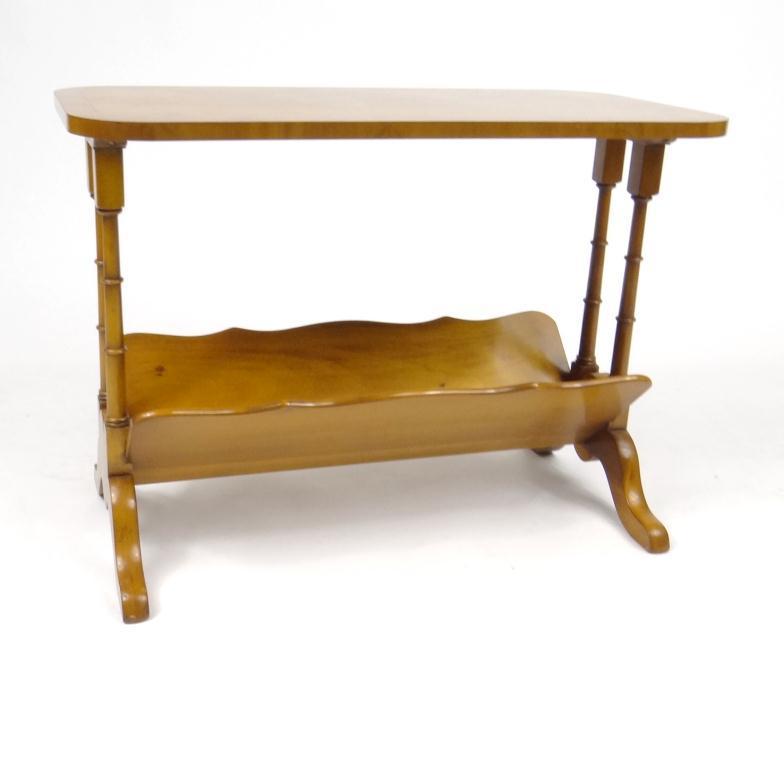 Rectangular yew wood coffee table with magazine rack beneath : For Condition Reports Please visit