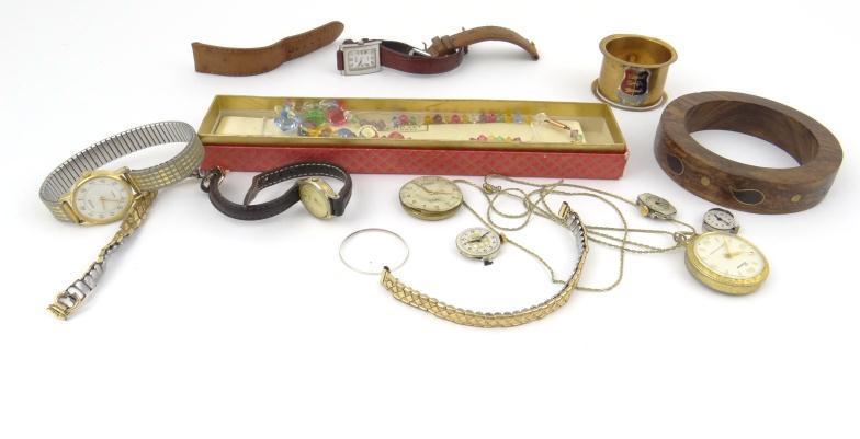 Small selection of costume jewellery including wristwatches, necklaces, etc : For Condition