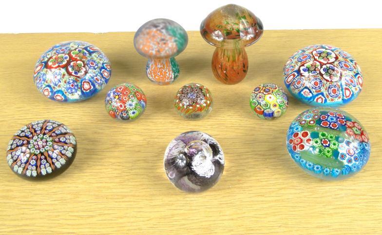 Selection of colourful glass paperweights : For Condition Reports Please visit www.