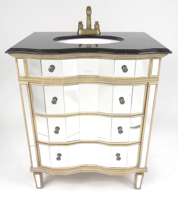 Stylish mirrored chest wash basin unit : For Condition Reports Please visit www.eastbourneauction.