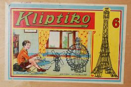 Vintage boxed set of Kliptiko. A Meccano type toy in original wooden box British Made William Bailey