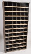 A good mid 20th century sheet metal stationary pigeon hole upright cabinet. Multi sectioned with