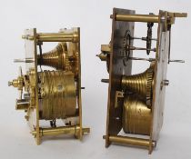 An English silver fusee bracket clock movement with pendulum. Together with another single fusee