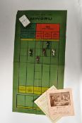 A Jaques of London Minoru horse racing game to include original canvas cloth, playing cards and lead