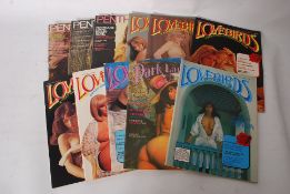A collection of vintage adult magazines to include, Lovebirds, Penthouse and Park Lane. 11 in