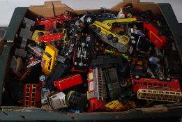 A large quantity of assorted diecast toy cars and vehicles including Matchbox, Superkings, Stingray,