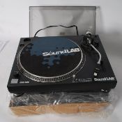 A pair of SoundLAB record / DJ turntables, one still sealed.