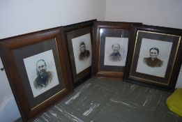 A collection of four vintage watercolours / photographic (over painted photographs or watercolours