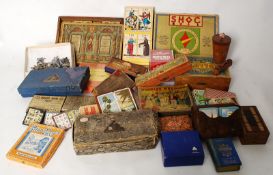 A large collection of vintage parlour games - to include some lead figures. Including Shoc, Casswell