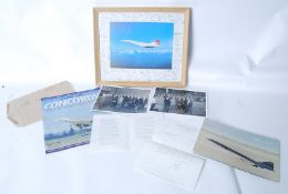 Concorde: A collection of original concorde items to include a signed print, being autographed by