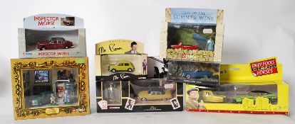 A collection of TV & Film related diecast cars and vehicles, including Only Fools & Horses Reliant